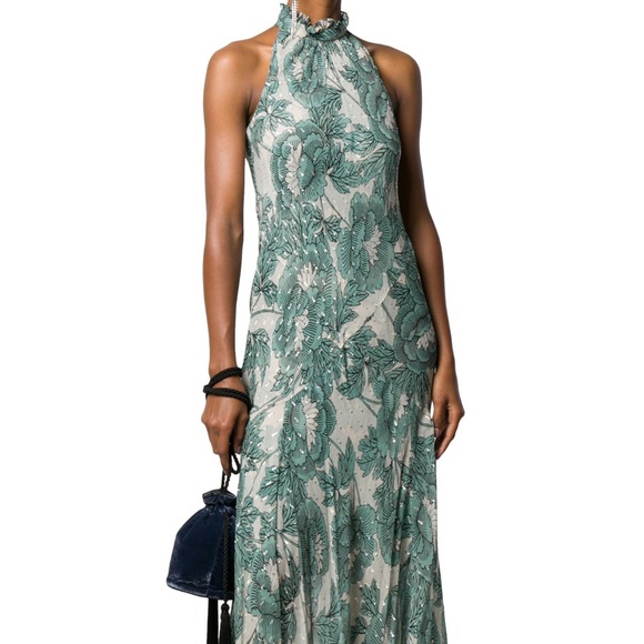 Diane von Furstenberg DVF Leeann Camellias Storm Maxi Dress - M - Picture 1 of 10